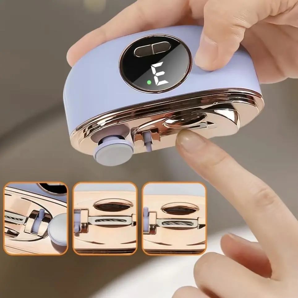 Electric Nail Clipper, Automatic Nail Trimmer With Polishing Function & LED Light, Nail Care Tool for Elderly & Adults