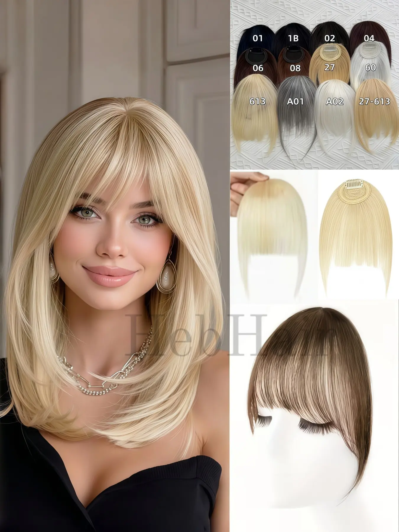 One Clip in Hair Bang, Curtain Bangs, Instant Fringe Transformation, Soft Natural Texture, Lightweight Clip-On, Easy to Snap on and Take Off, No Bulky Feeling