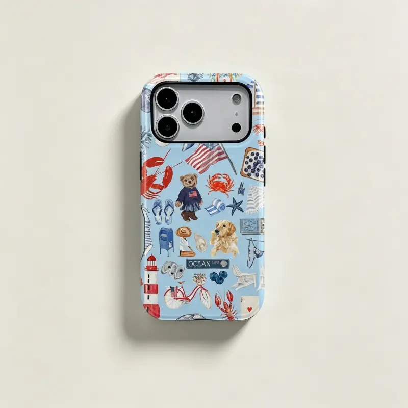 Coastal Preppy Ocean Print Phone Case - Cute Aesthetic Trendy Shockproof Shell, Premium Accessories for iPhone 17-11 Pro Max & Samsung S26-S21 Ultra A Series (Many Models iPhone & Galaxy), Cover,protective,mobile,phone accessory,luxury,crystal,texture