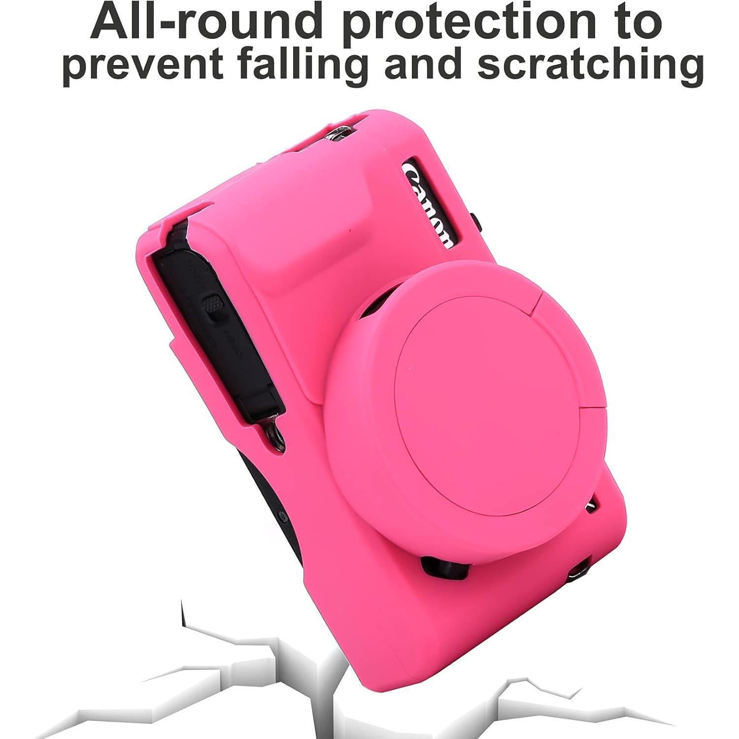 G7X Mark II G7X Removable Lens Cover  Cover Rubber Soft Camera Case Cover for  PowerShot G7X II G7X (Rosered)