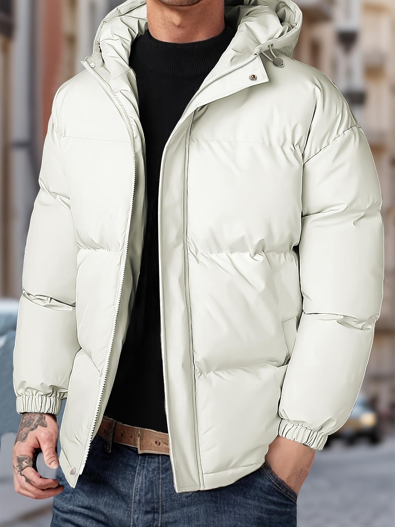 Men's short hooded thick warm cotton jacket Large windproof loose casual bread jacket American style minimalist multi pocket thick cold resistant down jacket