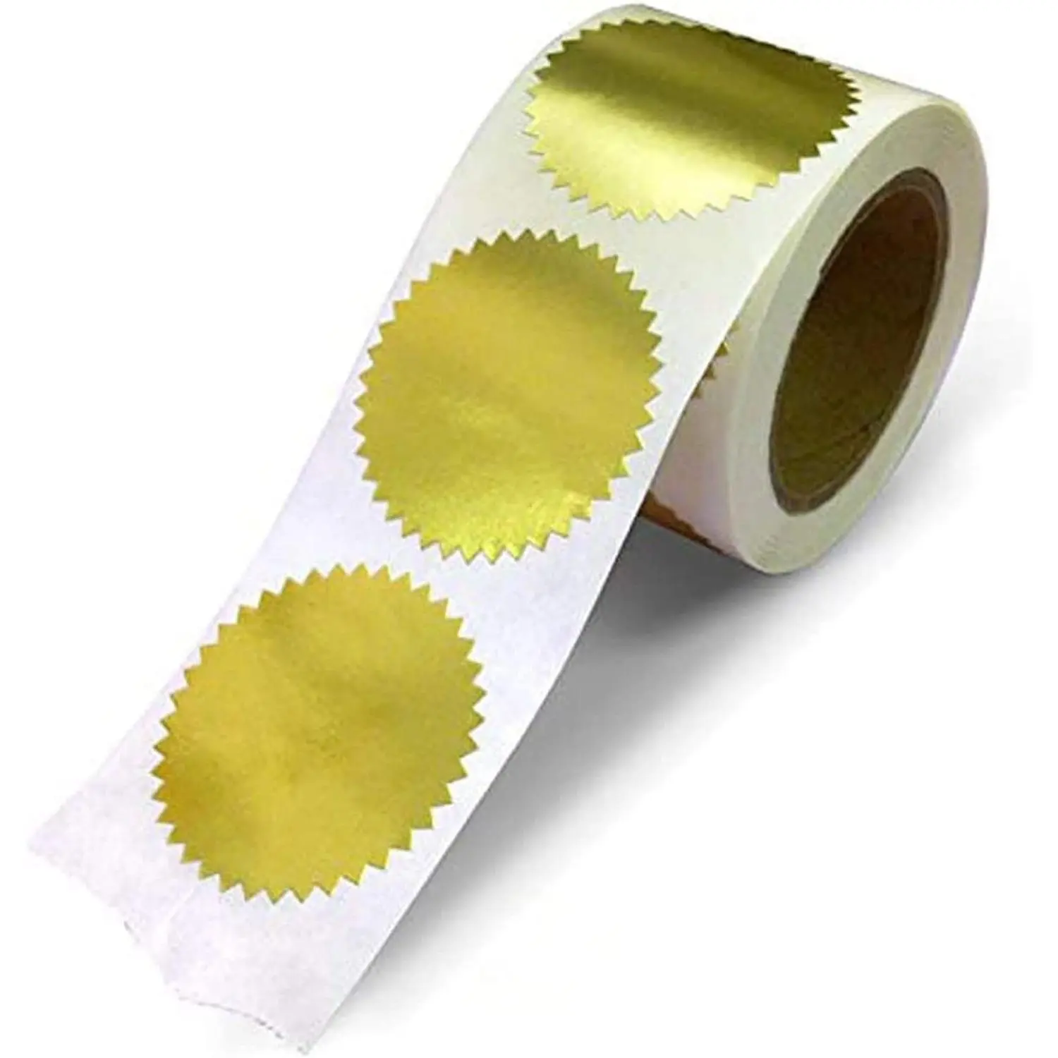 Gold Seals for Certificates, Gold Metallic Embossing Stickers with Serrated Edge for Certificates, Packaging and Envelopes - 2 Inch Round, 250 Stickers Per Roll - Made in The USA