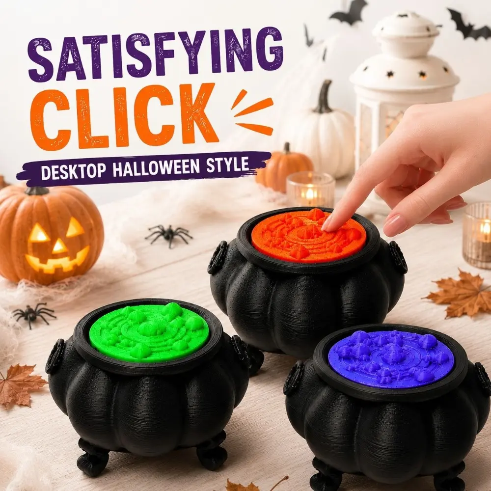 Halloween Decoration 3D Printed Black Witch Cauldron Desktop  Stress Relief Toy  BorderHome Desk Decor Stress Relief Gadgets
