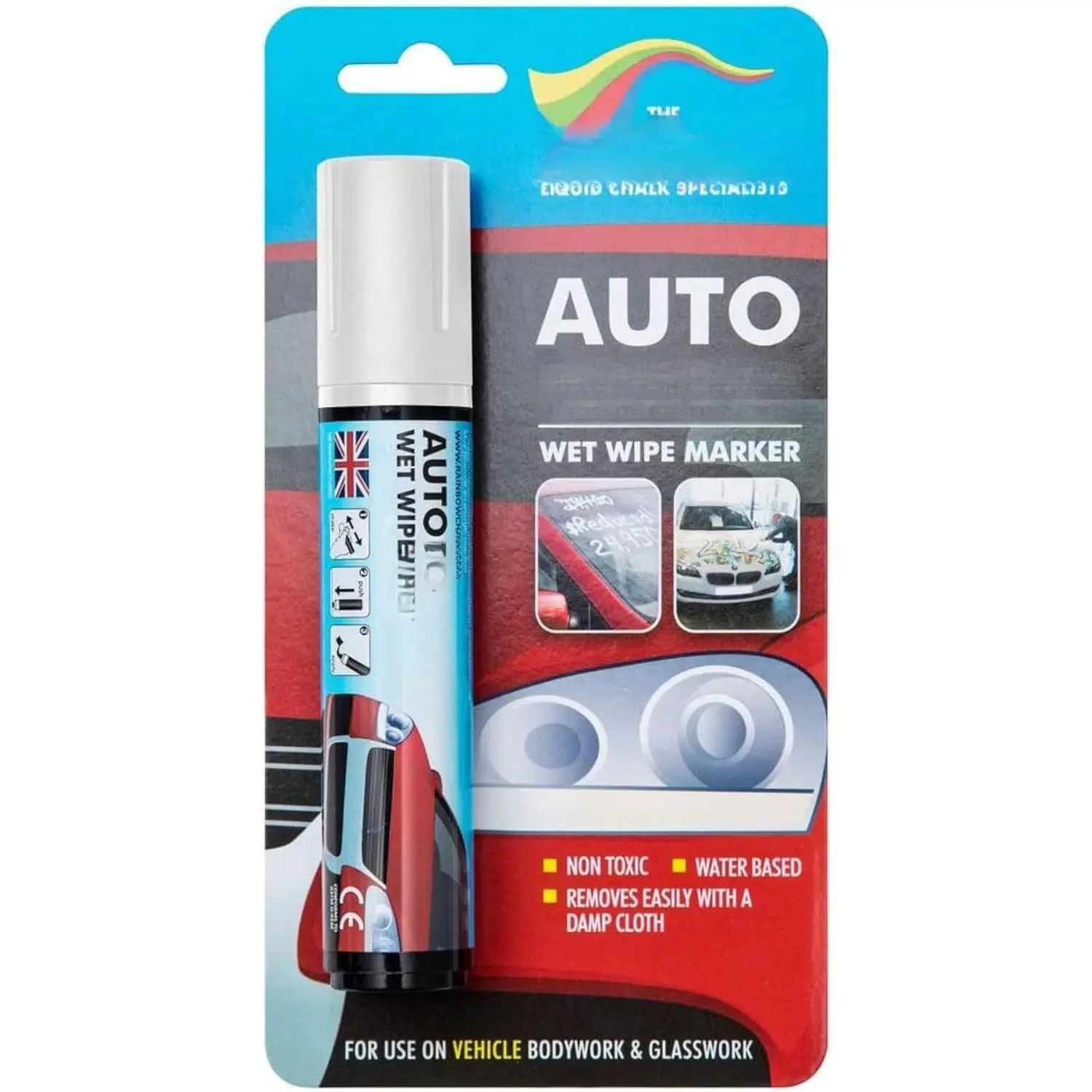 Window  for Glass Washable  Window  Pen - White,  Tip | Dry Erase Liquid  Marker  Decorations   Surfaces, Tire, Windshield - Auto Marker, Autowriter, Rain Resistant