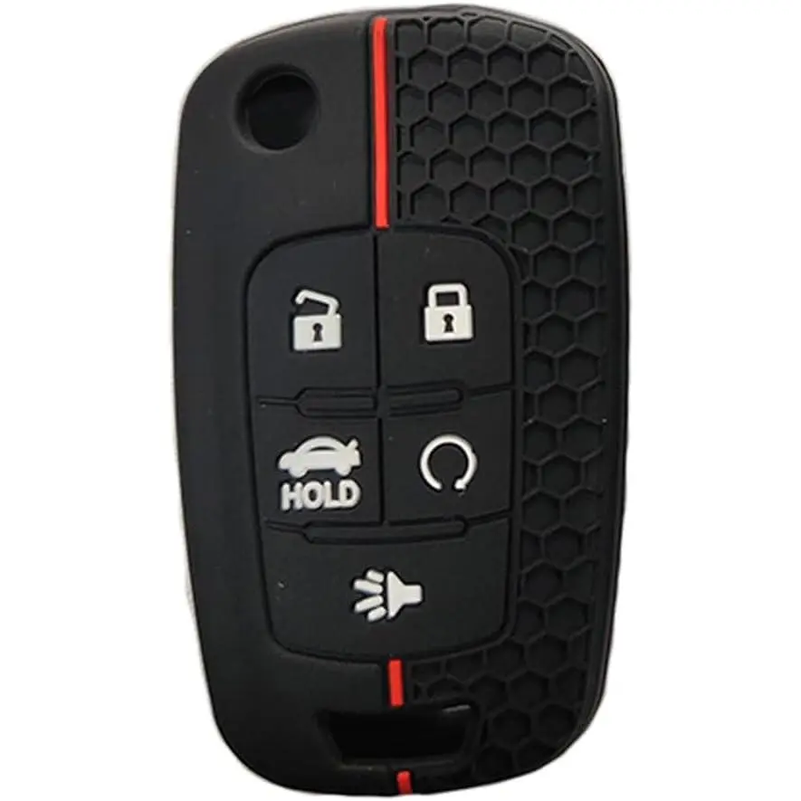 Key Fob Cover Case for Chevy GMC, 5 Buttons Keyless Cover for Chevy Camaro Equinox Malibu Spark EV Impala Cruze Sonic Volt SS Sedan GMC Terrain Denali 2014-2020 Remote Protector 13504199