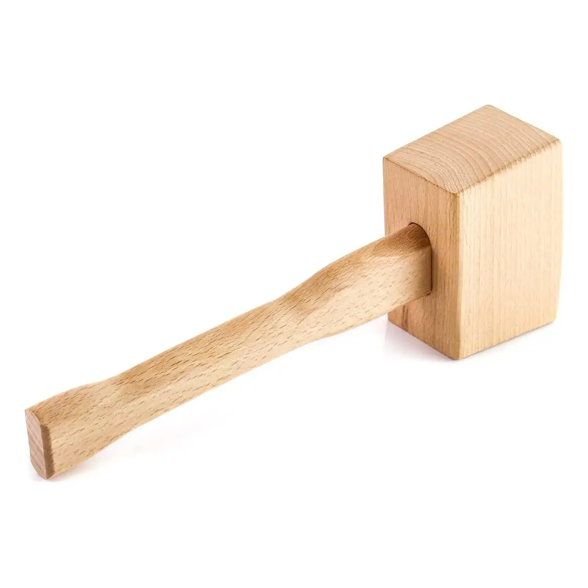 9.5 Inch Wooden Mallet, Beech Solid Carpenter Hammer, Manual Ice Hammer for Woodworking Hand Tool