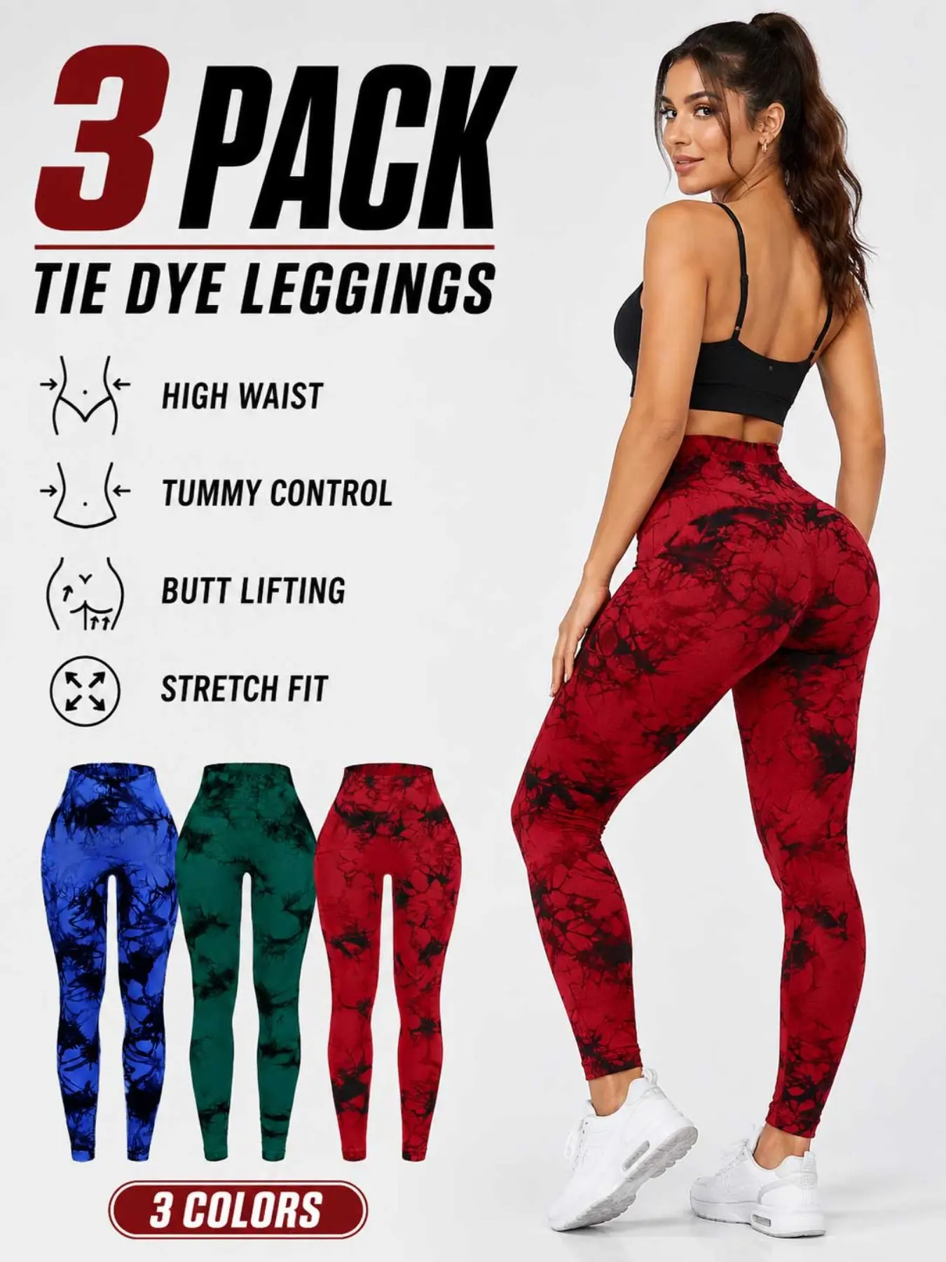 Women's High-Waisted Tie-Dye Butt-Lift Quick-Dry Fitness Pants, Breathable Peach Compression Training Yoga Pants, Running Workout Leggings, High Waist Activewear