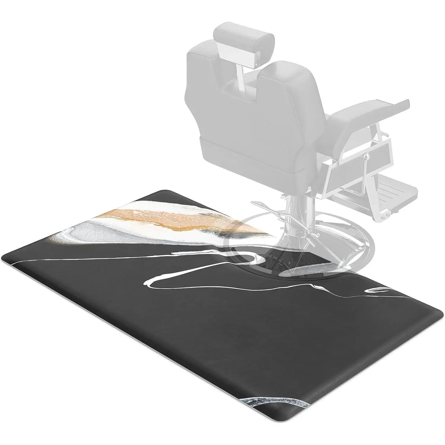 OmySalon Anti-Fatigue Commercial Salon Mat for Hair Stylists, 3ft x 5ft Anti-Slip Barber Floor Mat with Round Cutout, Easy-Cleaning Standing Equipment