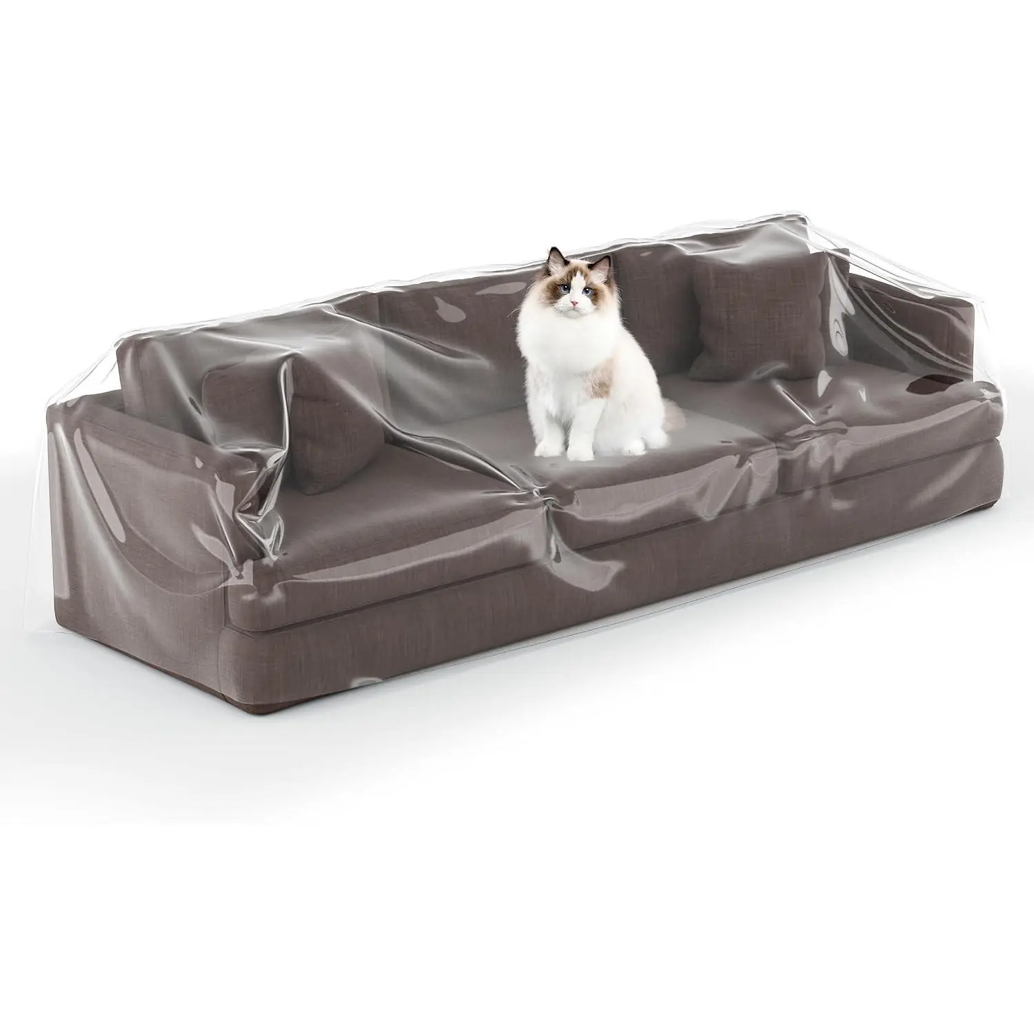 Clear Thick Heavy Duty Water Resistant Sofa/Couch Cover, Waterproof Plastic Shield Covers for Couch，Vinyl Sofa Cover to Prevent Scratching by Dogs and Cats