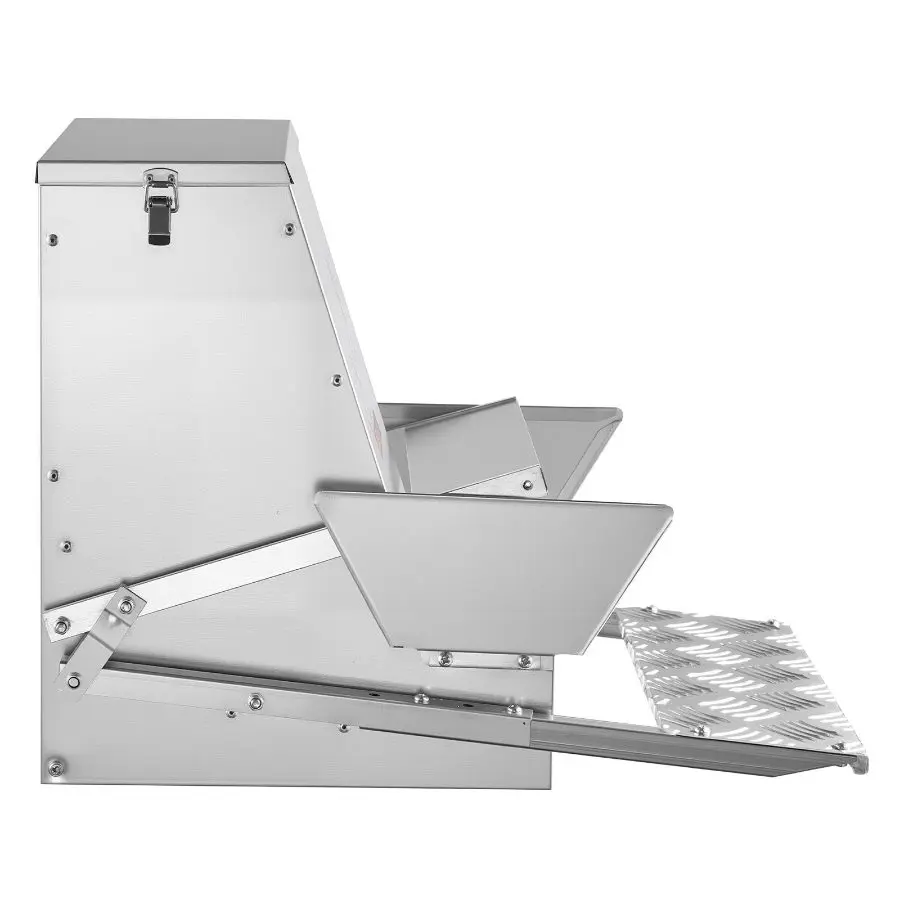 VEVOR Galvanized Steel Automatic Treadle Chicken Feeder, 40 lbs Capacity, All Seasons Waterproof Rainproof Lockable Lid, No Waste, Outdoor Use for Chickens, Pheasants