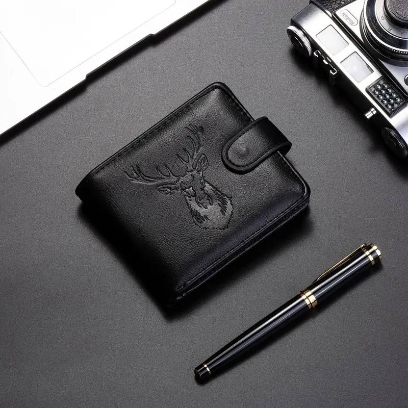 New Men's PU Leather Wallet, Multi-Card Slot Credit Card Holder Horizontal Wallet, Business Durable Two-Fold Snap Closure, Short Coin Purse
