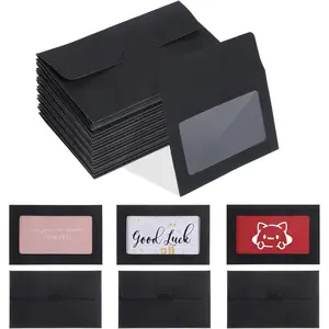 120 PcsWindow  Card Envelopes 3.9 x 2.4 Inch  Card Sleeves Credit Size Mini Envelopes Black  Card Envelopes for Business Party Greeting Invitation, Black