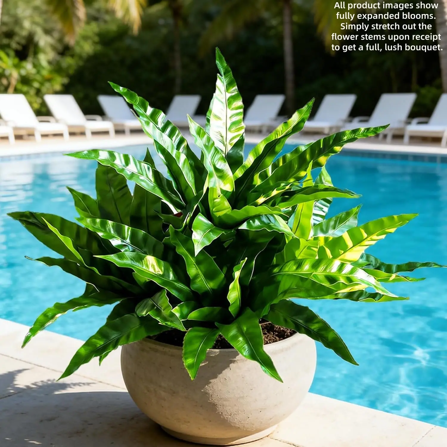4 Pcs Real Touch Artificial Bird's Nest Fern Stems, UV & Weather Resistant Fake Plants, 60 Leaves, Decorative Greenery for Home Office, House Plants Decor