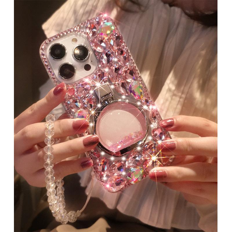 iPhone17ProMax/AIR/Pro cases,Luxury full diamond iphone case, mobile phone bracelet ladies, girls rhinestone perfume bottle buckle, For iphone 16/15/14/13/12/11 Pro Max Plus