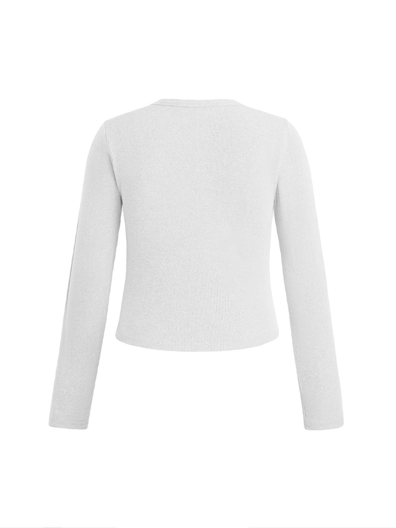 【Plus Size】 Solid Color Ribbed Button Front Cardigan, Casual Long Sleeve Round Neck Knitwear for Spring & Fall, Women's Tops for Daily Wear