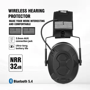 Bluetooth 5.4 Shooting Ear Muffs, NRR 32dB Electronic Sound Amplification Noise Reduction Hearing Protector Headphones, 4X Ambient Sound Boost, Bluetooth Wireless & 3.5mm AUX Wired Dual Mode, Ideal for Hunting, Shooting Ranges & Construction Work