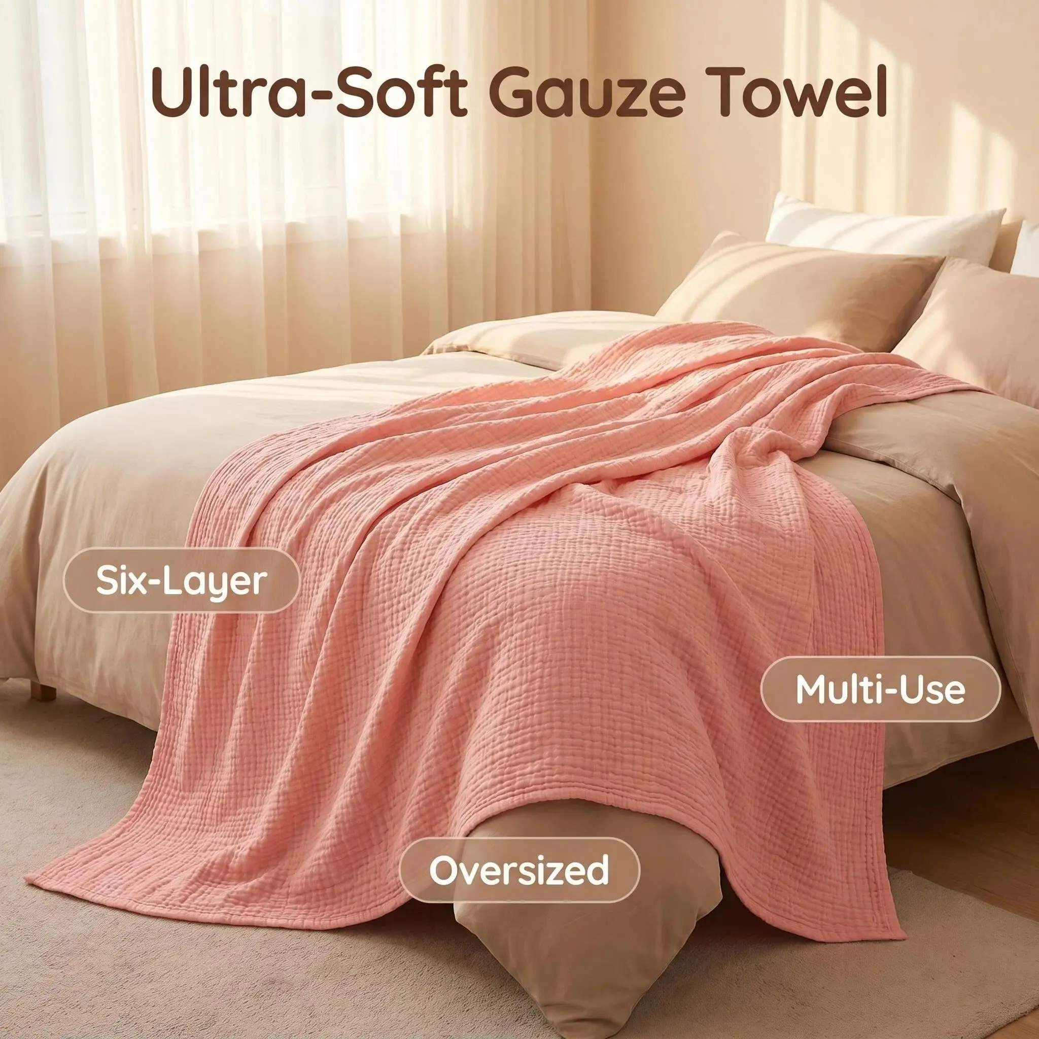 TDHD.Six-Layer Solid Color Bath Towel, Extra Large Dual Sizes, Multi-Purpose Cotton Blanket, Suitable for Adults and Babies, Tdhd Brand
