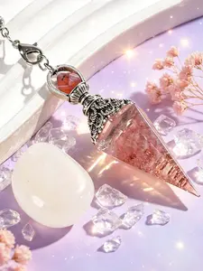 2pcs Natural Stone Strawberry Quartz Pendant, Hand Carved Crystal Jewelry, Desktop Decor, Valentine's Day Gift, Halloween & Christmas Accessory