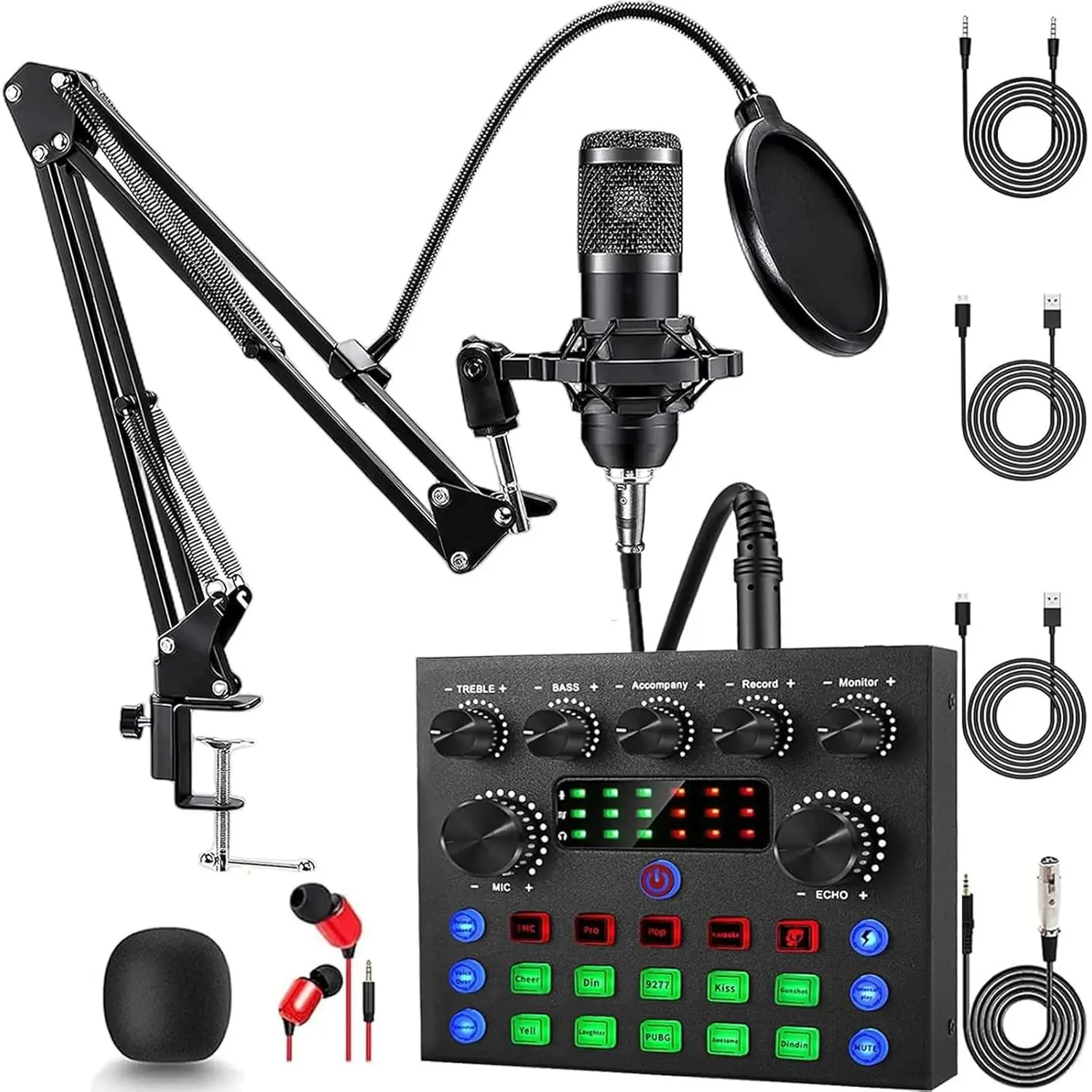 ALSO GO Podcast Equipment Bundle, Podcast Microphone Bundle with BM-800 Microphone & V8s Sound Card, Recording Studio Equipment  Singing, Gaming, Live Streaming and YouTube Tiktok