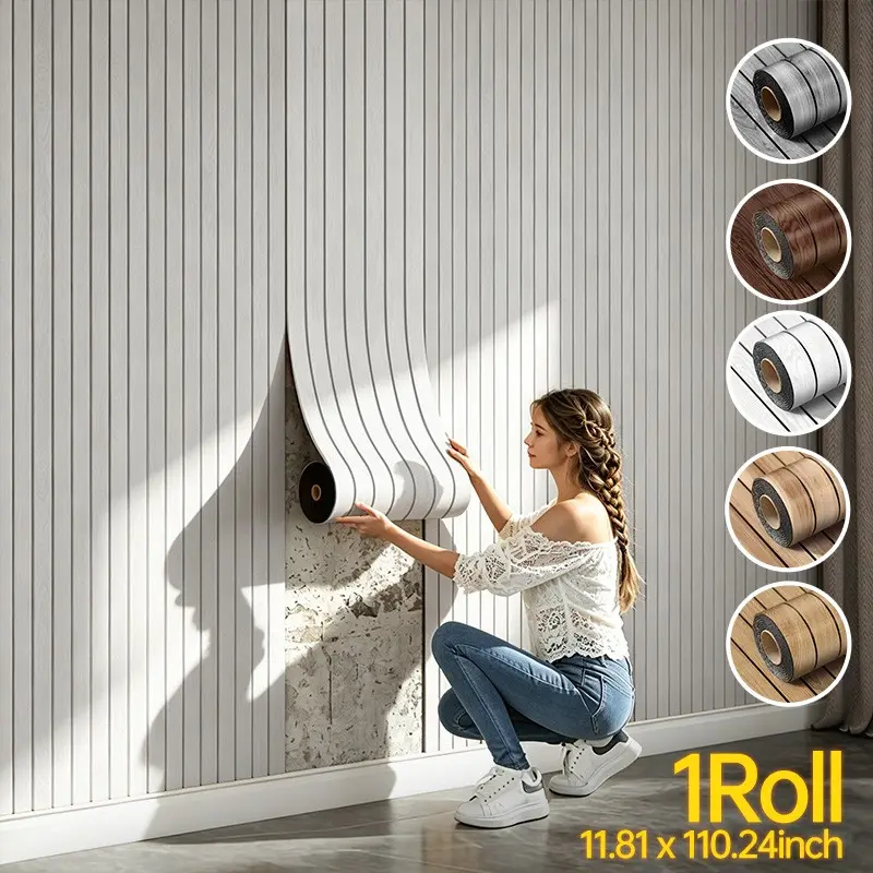 Self-Adhesive Grid Wallpaper Roll, Removable Wall Sticker for Ceiling Kitchen Bedroom Office, Washable Surface, Durable Grate Sticker