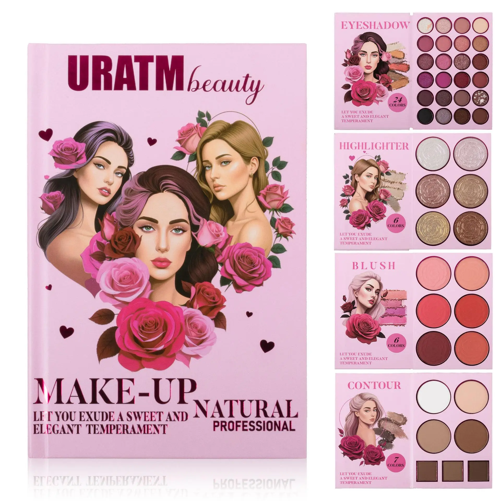 43 Color Makeup Palette, Makeup Palette Set, 4 Layer Flip Book Design Eyeshadow & Contour & Highlight Palette, Matte & Glitter Makeup Palette, Cosmetic Gift for Women & Girls