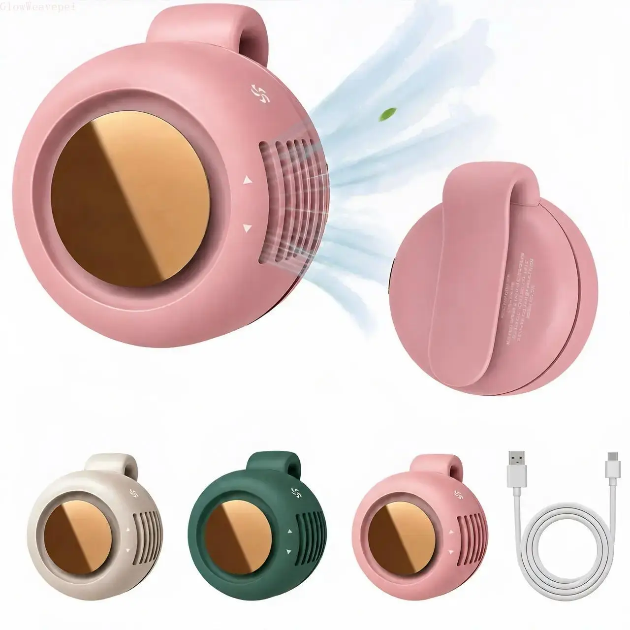 Portable Clip On Waist Fan Rechargeable Bladeless Personal Mini Electric Fan Adjustable 3 Speed Hands Free Silent Handheld Turbo Fan For Men Women Outdoor Travel Workout Summer Essentials Father Day Gifts