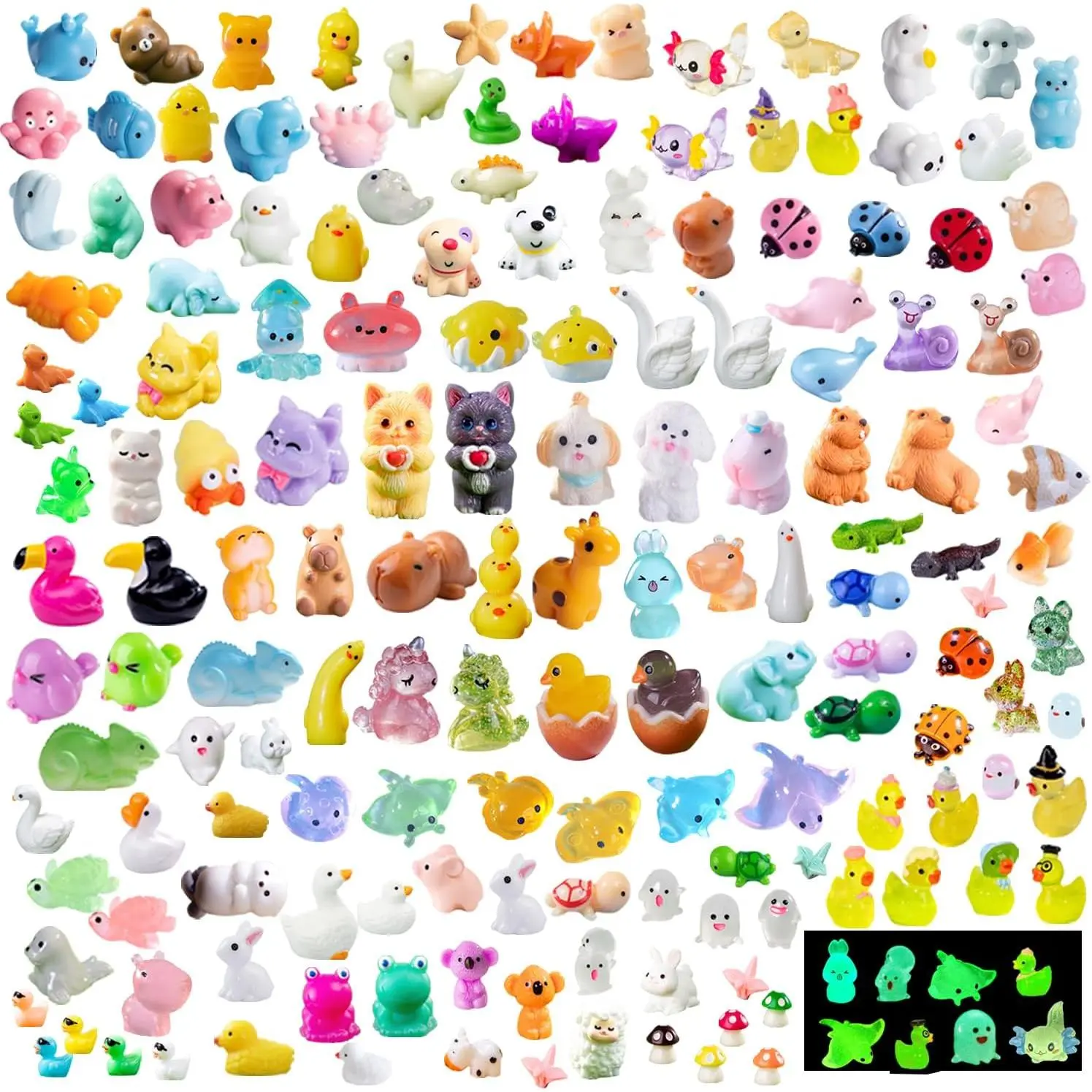 200 Pcs Mini Resin Animals - Miniature Animal Figurines Mini Animals to Hide Little Tiny Animal Figures Bulk for Fairy Garden Micro Landscape Decor Dollhouse Crafts Accessories