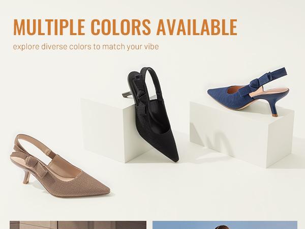 Athlefit Women's Slingback Kitten Heels Closed Pointed Toe Bowknot Pumps Dress Shoes for Work Wedding Dancing Party Footwear Girl