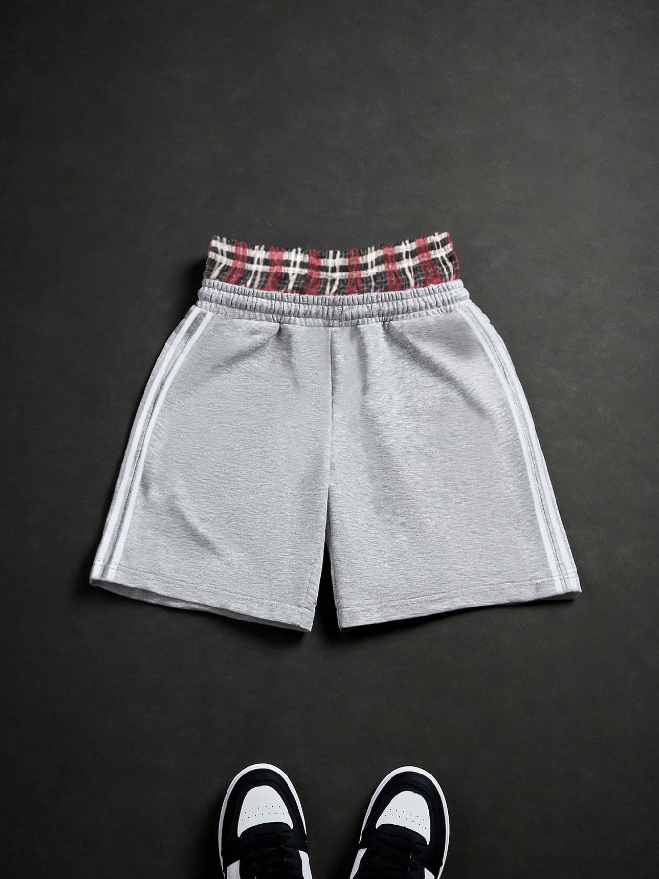 Men's Stylish Star Pattern Printed Casual Shorts, Trendy Double-Layer Design Perfect for All Seasons, Fashionable Versatile Daily Wear Bottoms