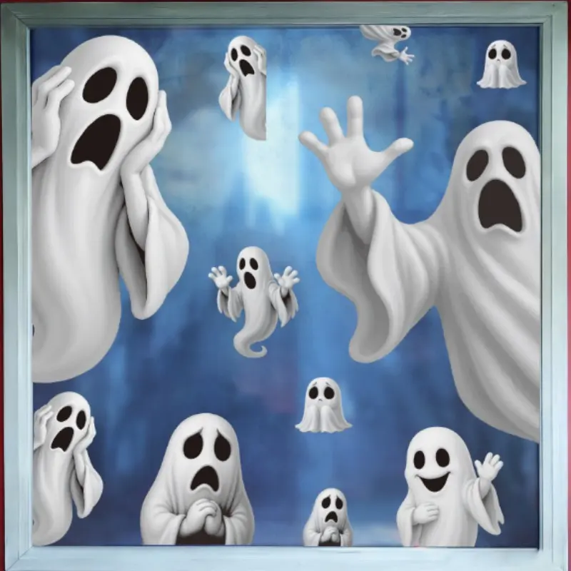 Halloween Party Atmosphere Window Stickers, Funny 3D Ghost Static Glass Decals, Easy to Apply, Perfect for Halloween Decorations