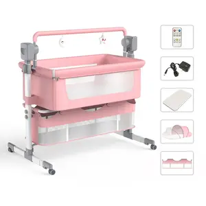AobtkelBaby Bassinet,Automatic Electric Rocking with Remote,Newborn Bedside Bassinet, Foldable Travel Co-Sleeper for Infant SteAnny
