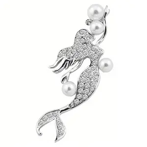 Vintage Mermaid Elegance Brooch Women Luxury Coat Pin Buckle Accessories Gift