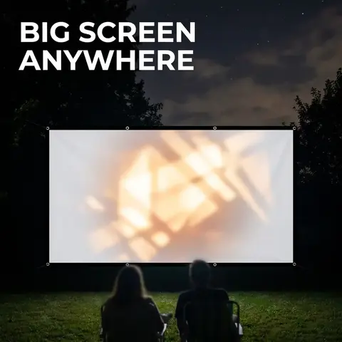 150-Inch Projector Screen, Foldable & Washable Movie Projection Screen, High Density Ironing 16:9 Polyester Projection Screen, HD Projector Screen for Outdoor & Indoor Use