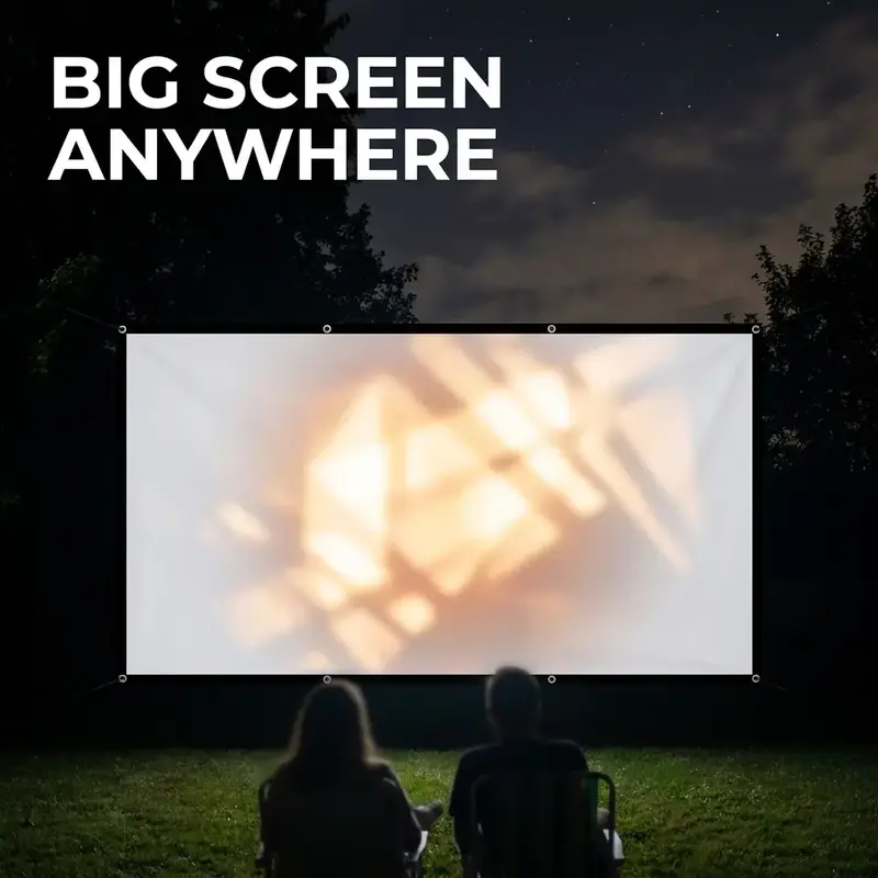 150-Inch Projector Screen, Foldable & Washable Movie Projection Screen, High Density Ironing 16:9 Polyester Projection Screen, HD Projector Screen for Outdoor & Indoor Use