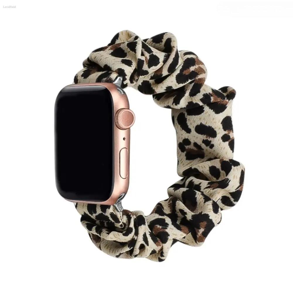 Apple Watch Scrunchie Band for Women – Stretchy Elastic Replacement Strap, Cute Floral Printed Aesthetic Wristband, Soft Comfortable Fit for 38–49mm (Ultra/SE/Series), Perfect for Daily Wear & Outfits