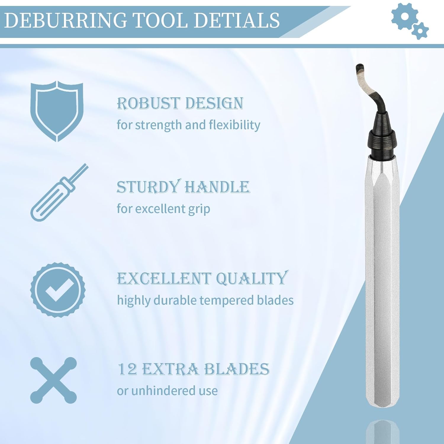 Deburring Tool with 12 High Speed Steel , Deburring Tool 3D Printing, Deburring Tool for Metal, , Copper, Plastic, PVC Pipes, 3D Printed Edges (1  Handle)
