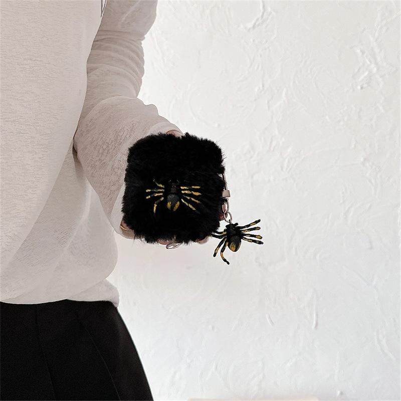 Plush Spider Earbud Case Cover Cute Fluffy Protective Case Compatible with Wireless Earbuds Gen 1/2/3/4 Pro Pro 2