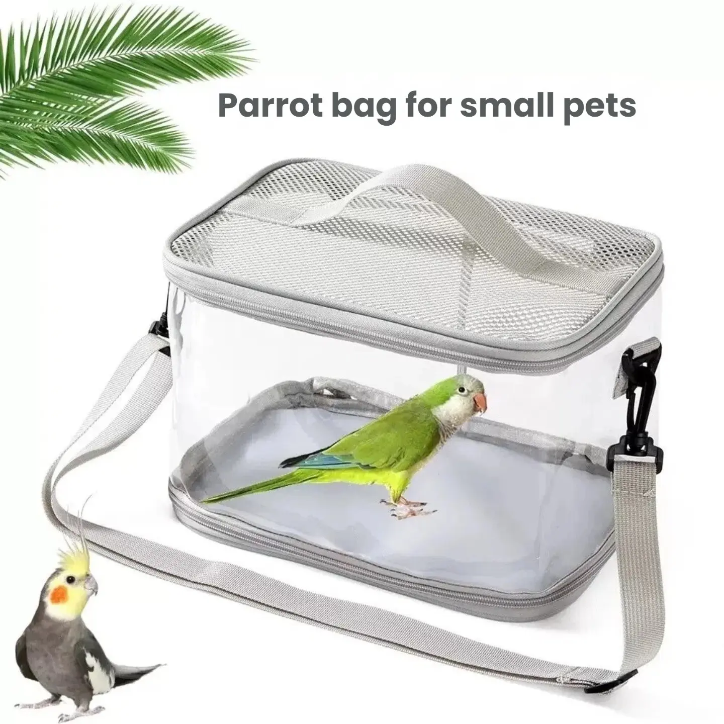 Portable Travel Outdoor Animal Carrier for Rodents and Birds, Non-Slip Pad, Transparent Design, Stress-Free Observation, Easy Carry Handle