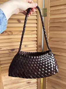 Handmade Woven Shoulder Bag, Luxurious Designer Purses, Women's Crossbody Bag with Inner Pocket, PU Material, 2026 New Style
