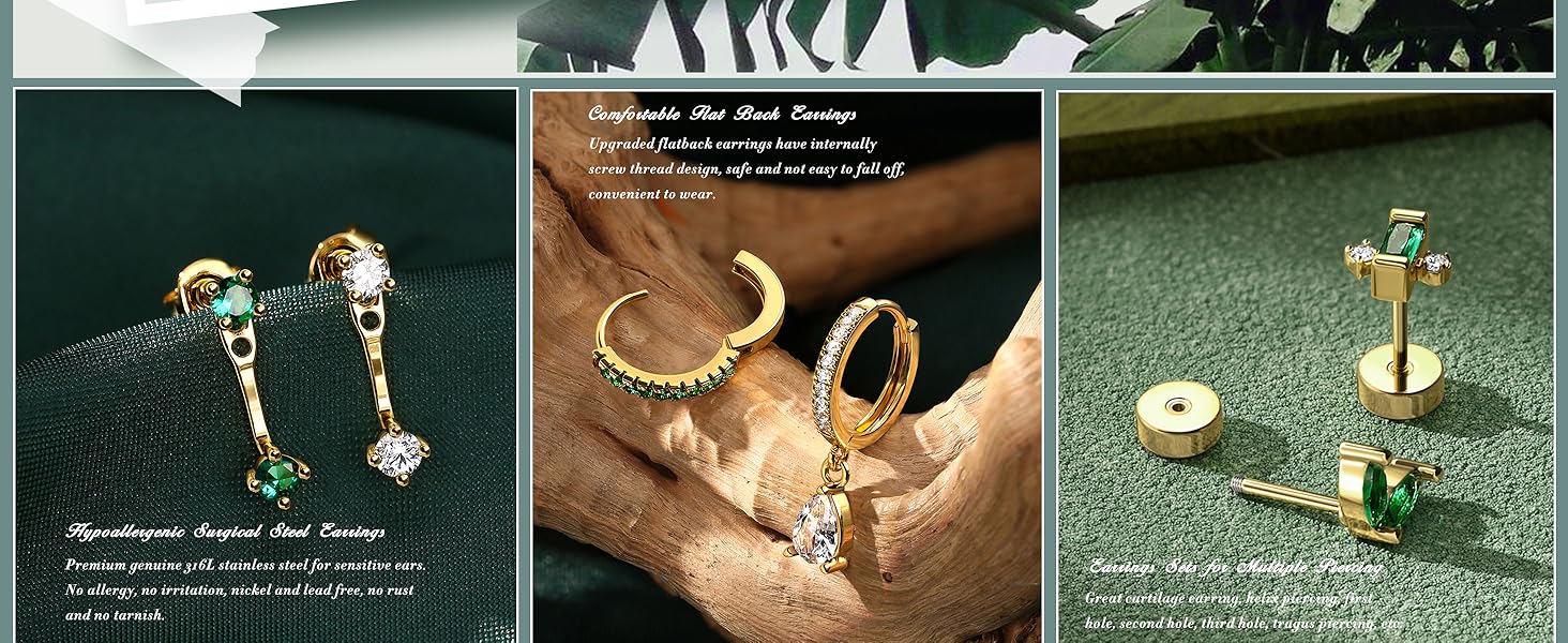 18pcs 18K Gold Plated Single Stainless Steel Flat Back Earrings Set for Women – Mix & Match Ear Piercing Jewelry Gifts (NOT Sold in Pairs) 18pcs 18K Gold Plated Single Stainless Steel Flat Back Earrings Set for Women – Mix & Match Ear Piercing Jewelry Gifts (NOT Sold in Pairs)