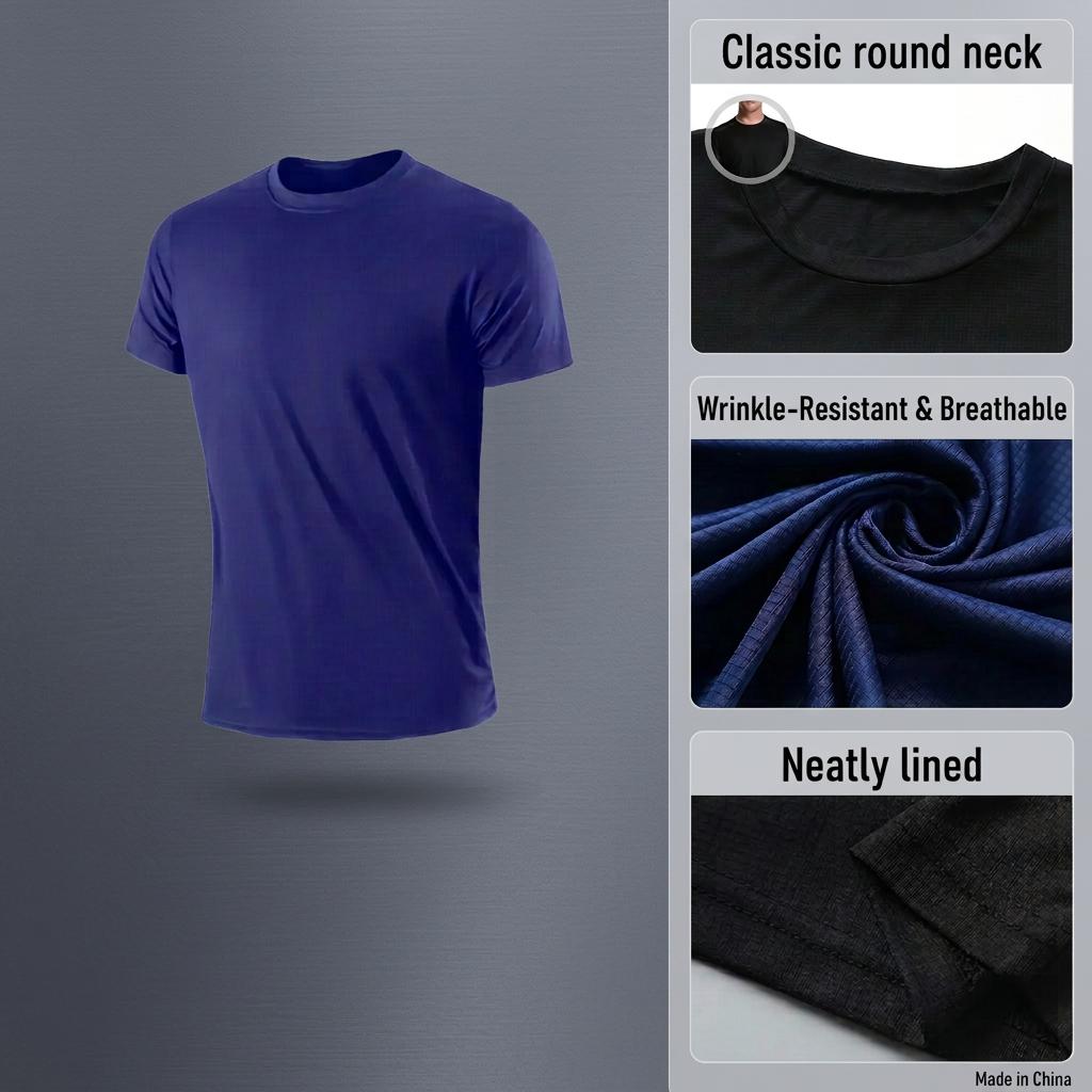 Men's 5-Pack Lightweight Athletic T-Shirts - Quick Dry Breathable Performance Gym Workout Running Tops - Sport Training Crewneck Tees Jogging, Sports Base Layer for Comfort & Mobility