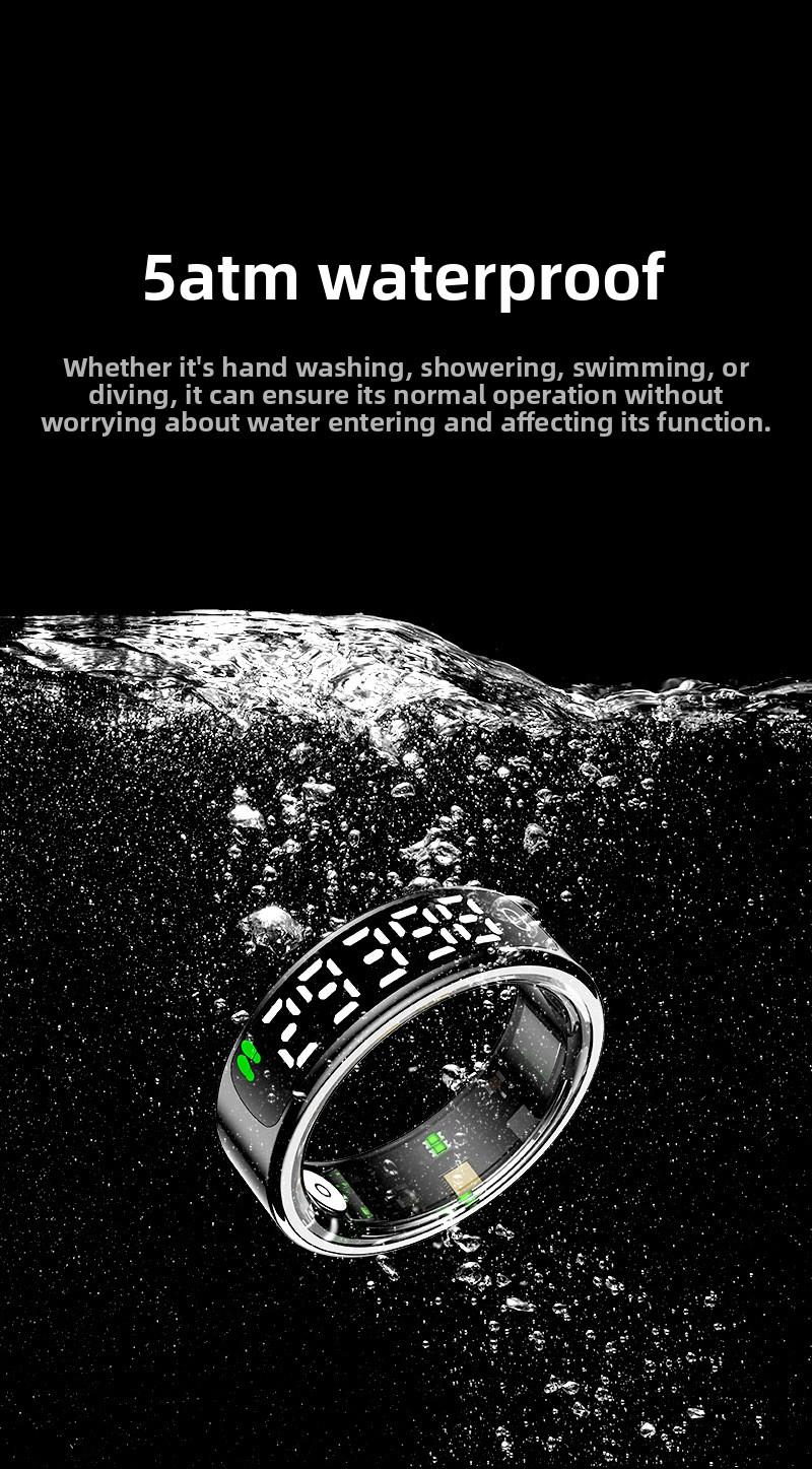 R13 Smart Ring Blood Oxygen Monitor Step Counter Sleep Tracker Bluetooth Fitness Activity Tracker for Health Monitoring Sports Exercise Tracking with Display