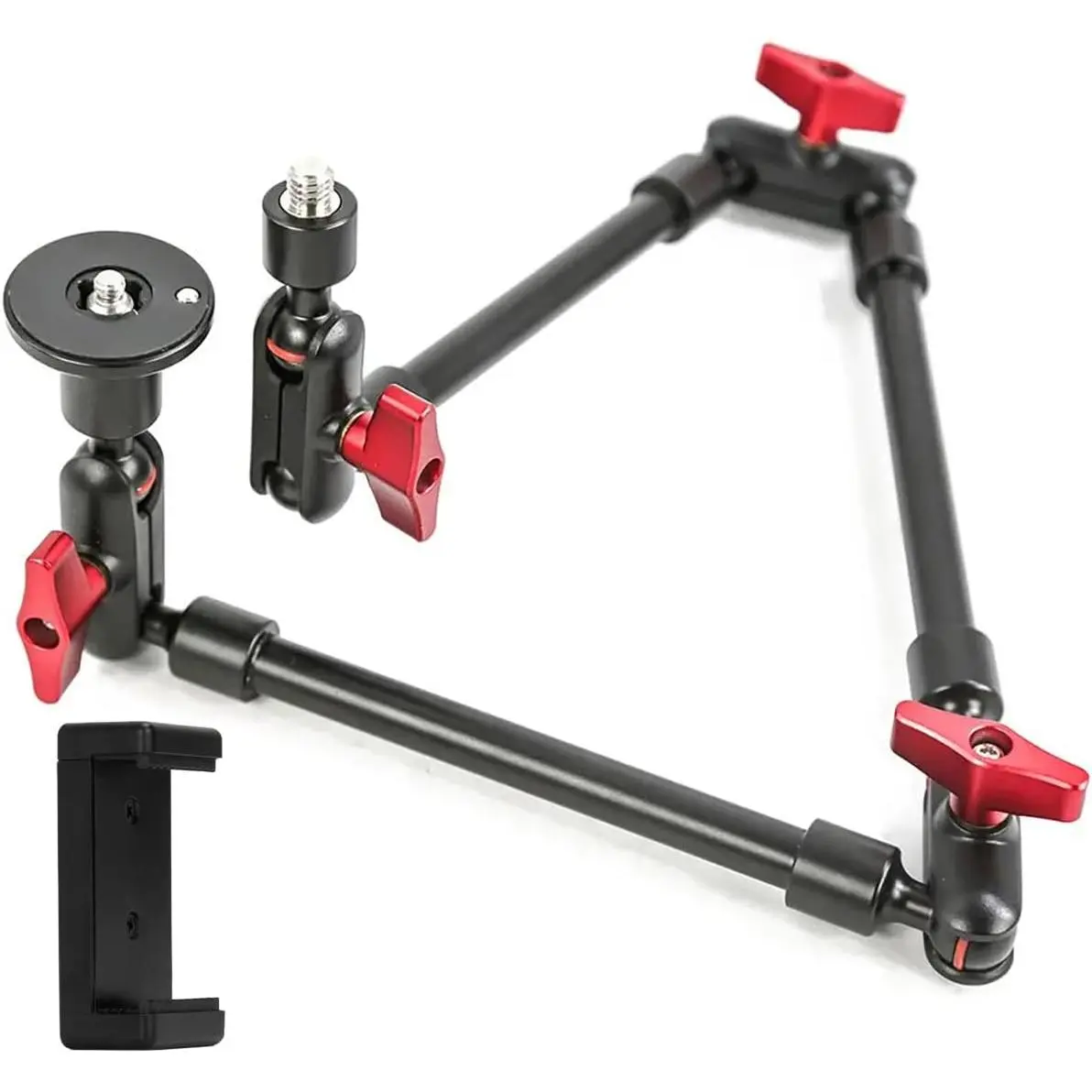 Adjustable Magic Arm - 80cm - with  Phone Holder - Flexible  Alloy  Mount Clamp for Tripod, Overhead , Vlogging, Live Streaming, Photography, Video Recording