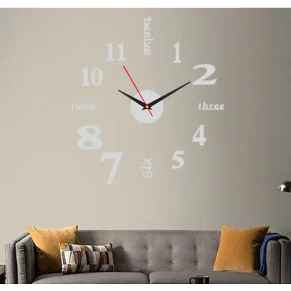 Large Wall Clocks for Living Room Decor, DIY Wall Clock Modern 3D Wall Clock with Mirror Numbers Stickers for Home Office Decorations Ideas (Black)