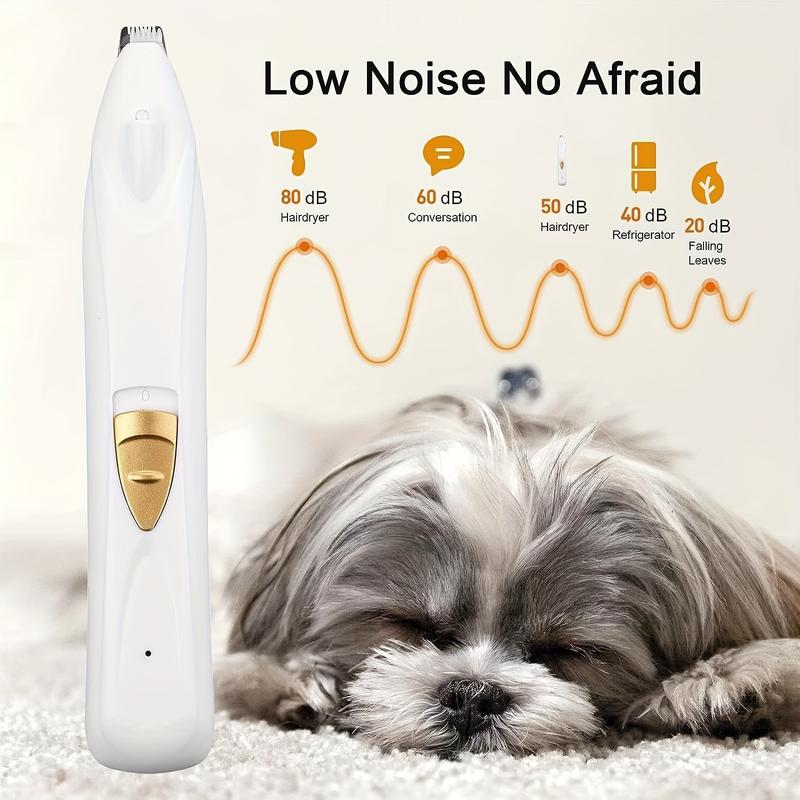 Electric dog paw trimmer, dog scissors with LED light, USB rechargeable professional dog grooming kit, cat and dog shaver, pet eyes, face, ears, paws