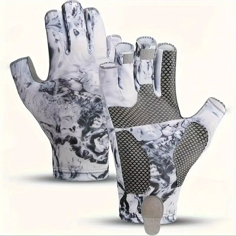 Unisex Fingerless Fishing Gloves with Padded Palm, Quick-Dry Adjustable Gloves for Sailing, Rowing, and Paddleboarding, One Size