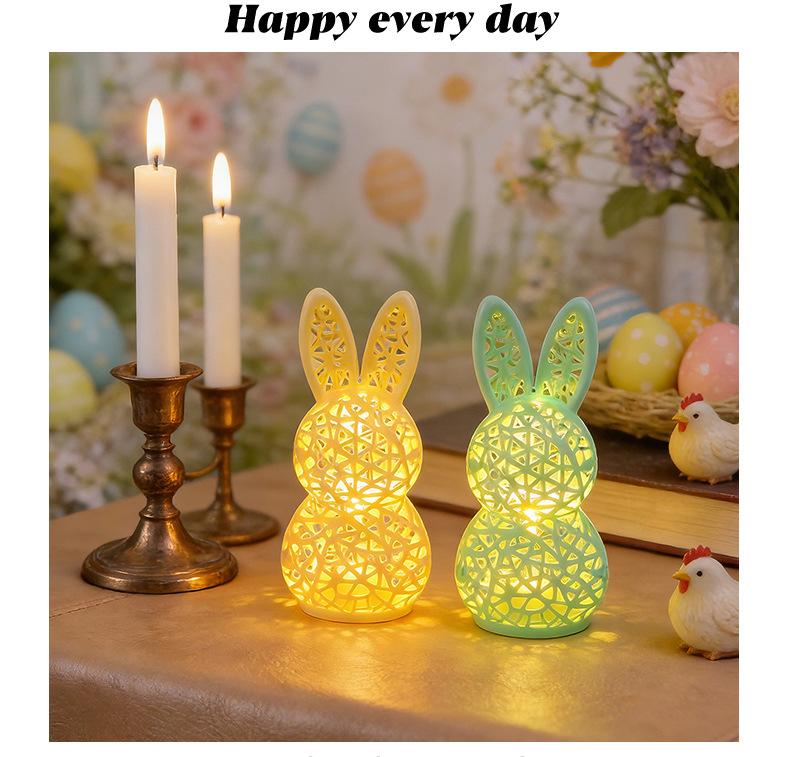 3D Printed LED Easter Hollow Rabbit Lamp, Festive Rabbit Party Decoration Ornament