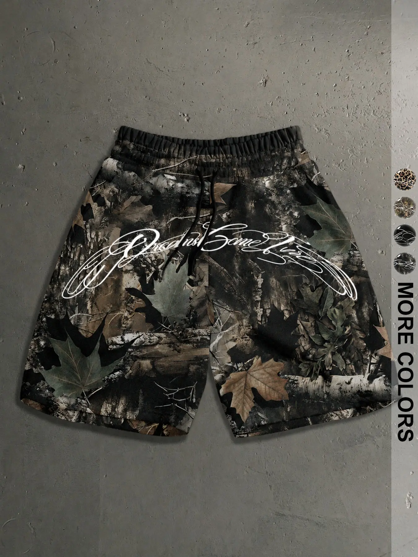 Casual Shorts for Men, Graphic Print, Fitted, Drawstring Waist, Comfortable Streetwear, Summer Vacation Style, Knee-Length