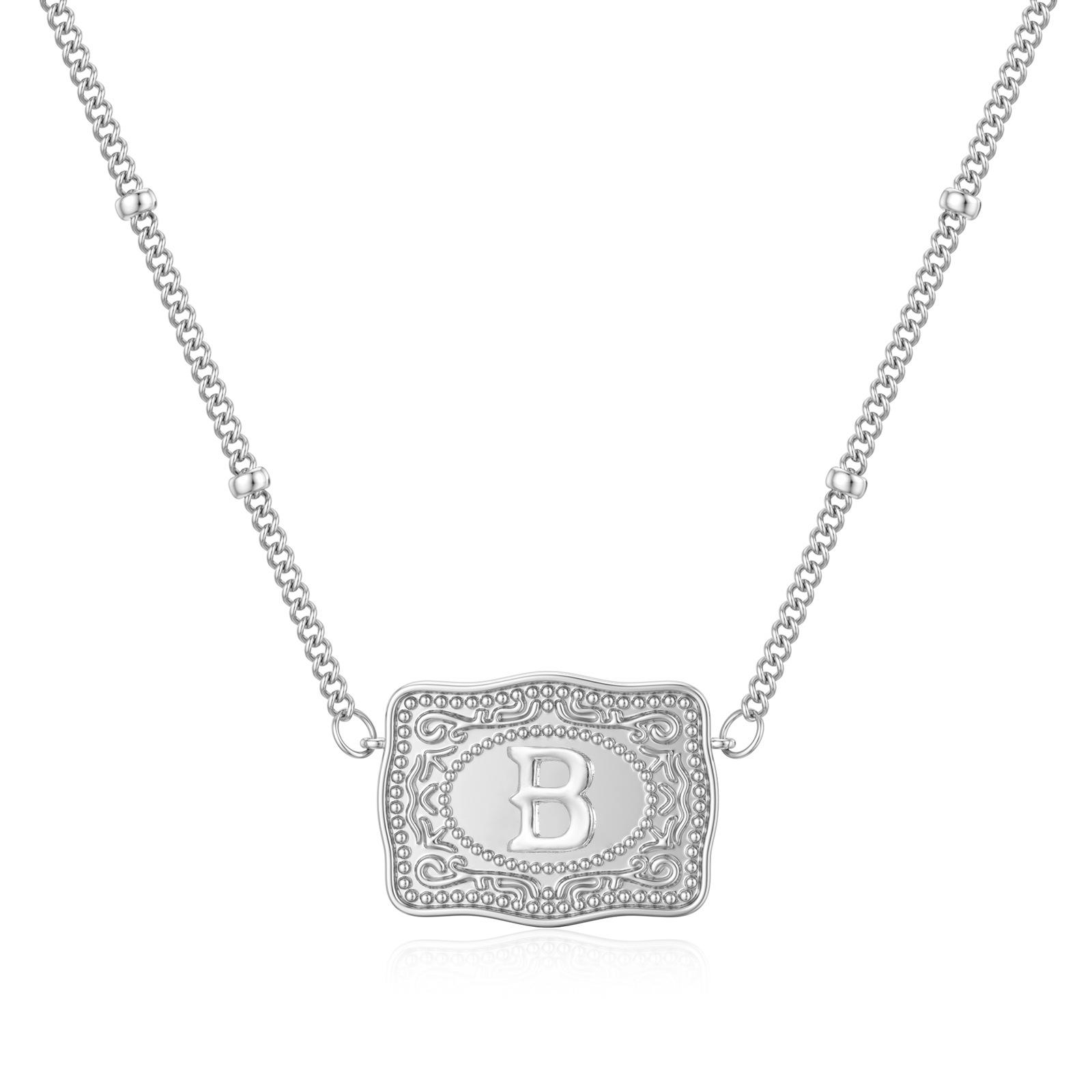 Trending Personalized Initial Necklace with Embossed Belt Buckle Fashionable and Versatile Daily Jewelry Gift for Women Men