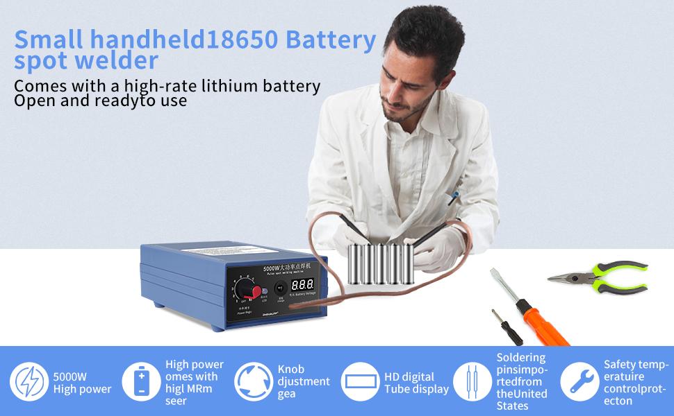 5000W Spot Welder, Mini Battery Spot Welder 9-Speed, Spot Machine DIY Kit with Nickel Strap and Spot Pen for 18650 Battery Pack